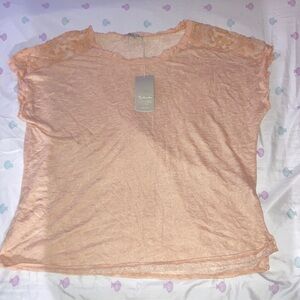 Peach Lace Trim Blouse